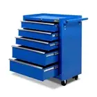 5 Drawer Tool Box Trolley Cabinet Storage Cart Garage Tools Lockable Chest Blue