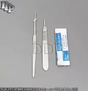 2 SCALPEL KNIFE HANDLE #7 #3 + 60 STERILE BLADES #10 #11 #12 #15