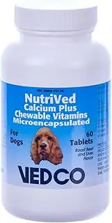 NutriVed Calcium Plus Chewable Vitamins for Dogs - 60 Tablets