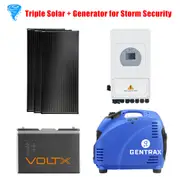 VoltX 12V 100AH Lithium Battery + 8KW Inverter + 3* 200W Fixed Solar Panel + 3.5KW Generator