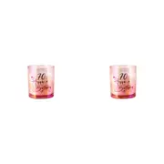 2x 70th Pink Chrome Candle Vanilla Fragrance 45hr Burntime Keepsake Gift Set