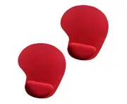 2 Pack Ergonomic Mouse Pads with Comfortable Wrist Rest Support for Easy Typing Pain Relief, Durable - Red
