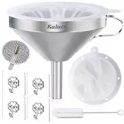 Stainless Steel Kitchen Funnel w/ Strainer & 200 Mesh Filter for Filling Bottles