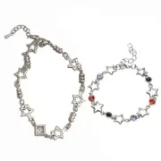 Silver Color Hollow Star Zircon Bracelet Female Five-pointed Star Bracelet