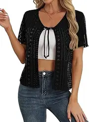[Colormagic] Womens Tie Front Cardigan Lightweight Short Sleeve Cardigans for Women Trendy