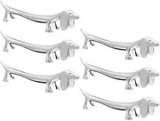 Luxshiny Zinc Alloy Chopstick Rest 6pcs Cute Dachshund Sausage Dog Chopsticks Pillow Metal Puppy Spoon Fork Holder Stand for Cutlery