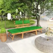 Convertible Patio Bench With Cushions Solid Acacia Wood 2-In-1 Garden Day Bed