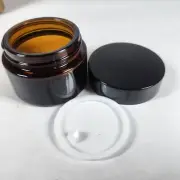 12 Pack Amber Round Glass Jars 1oz Empty Cosmetic Containers with Inner Liners