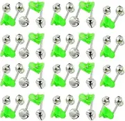 20 Pcs Fishing Rod Alarm Dual Alert Bells Green Silver Tone