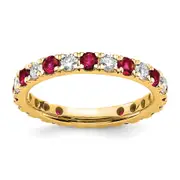 14k Yellow Gold 3/4 Ct. Lab Grown Diamond VS/SI+ G+ and Lab Created Ruby Eternity Band Ring