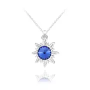 Silver Sun Geniune Sapphire Pendant Necklace