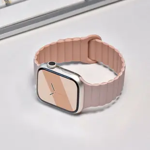 適用於蘋果手錶雙色系列磁吸矽膠錶帶 Apple Watch 磁吸錶帶 S8 S7 S6 SE 矽膠錶帶 41mm 40mm 4