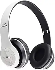 Wireless Foldable Bluetooth Headphones Noise Cancelling HiFi Stereo Earbuds with Microphone Headset Bag for Kids Gift (White)