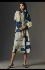 Anthropologie Let Me Be Denim Patchwork Shirt Dress Distressed Size Xxs/ Small