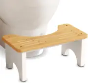 Bamboo Toilet Stool Squat Adult, Portable Poop Stool for Adults Squatting, Wood