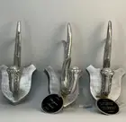 Antler coat hooks hat rack silver lot of 3 with small mount