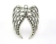 Wing Ring Adjustable Bezel - Antique Silver Plated brass 7US size 2702