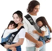 W'hip Ultra Lightweight Compact 4.9 oz (140 g) Second Carrier Strap with Storage Bag for Men and Women (Black), Easy Shoulder Sling, Waist Sit Up to 44.1 lbs (20 kg)