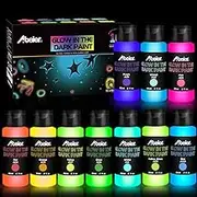 ABEIER Glow in the Dark Acrylic Paint, 10 Bright Colors(60ml/2oz) blacklight Paint, Neon Craft Paint, Long Lasting Glow Fluorescent Paint Ideal for DIY Projects Halloween Easter Christmas Decorations
