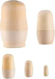 KONTONTY 1 Set Unpainted Stacking Dolls DIY Matryoshka Wooden Nesting for Creative Fun Craft Activity for Family Portable and Easy to Store