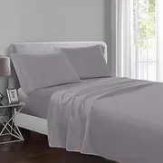 Yorkshire Bedding Flat Sheet Super King 100% Egyptian Cotton 200 Thread Count Breathable and Fade Resistant Hotel Quality Grey Bed Sheets (270 cm x 310 cm)
