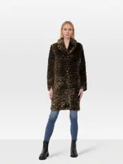 Brown Leopard Print Fur Coat