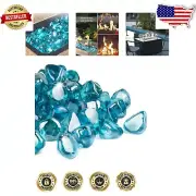 High Luster 1-Inch Fire Glass Crystals in Caribbean Blue for Elegant Fire Pits