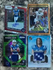 Adonai Mitchell Rookie Lot- #'d Auto + #'d Orange Lava + 2 Patches