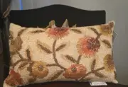 Thread House Fall Colors Beaded Floral Design Pillow Beautiful Brand New 12”x20”