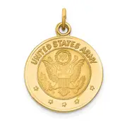 14k Yellow Gold U.S. ARMY Insignia Disc Pendant