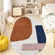 Nordic Design Bedside Floor Decor Oval Carpet Washable Home Large Carpet Short Pile Non-Slip Living Room Balcony Playroom Kitchen Floor Mats(2.3ft×4.6ft/70×140cm)