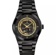 Bulova Millennia Men Automatic Open Aperture Black Ceramic Watch 41MM 98A291