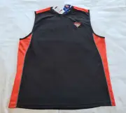 Essendon Bombers AFL Mens Black Red Embroidered Singlet Muscle Top Size XL New