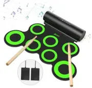Electronic Drum Set, Roll Up Drum Practice Pad Midi Drum Kit with Green