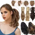 Short Claw Clip In Ponytail Extension As Human Hair Bendable Pony Tail Curly 12"
