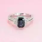 2Ct Emerald Cut Lab Created Blue Sapphire Engagement Ring 14k White Gold Plated
