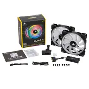 Corsair Ll140 140Mm Dual Light Rgb Led Pwm Fan 2 Fan Pack With Lighting Node Pro