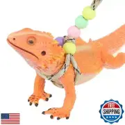 Adjustable Reptile Training Lead Harness Leash Nylon Rope for Lizard Crested