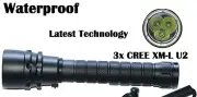 Underwater 100M 3x XM-L2 LED 5400 Lumen Scuba Diving flashlight Waterprof Torch