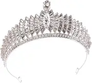 Healvian Elegant Silver Alloy Wedding Tiara Crown for Bridal Banquet Hair Toer Headwear Decor Proposal Bride Crown