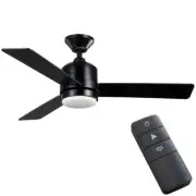 Hampton Bay Castlegate 44 in. Indoor LED Matte Black Ceiling Fan Light&Remote