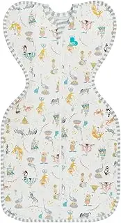 Love To Dream Swaddle Up, 1.0 Tog Baby Sleep Sack, Swaddle Up Self-Soothing Swaddles for Babies, Get Longer Sleep, Snug Fit Helps Calm Startle Reflex, Small (3.5-6kg), Circus White