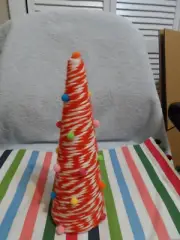 H For Happy Whimsy Yarn Christmas Tree New 12" Tall