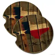 Texas Country Wood Wood Car Coaster Gift Set fit Car & Truck Cup Holder