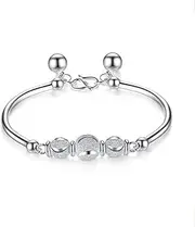 Chain Bracelets,Silver Bracelet,Fashion Bangle,Sterling Silver Bracelet For Women,Women S990 Sterling Silver Bracelet Chinese Vintage Matte Beads Bracelet Open Cuff Bangle Ladies Sterling Silver Jewel