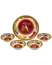 Certified International Melamine 5pc Red Hot Serving Set