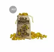 900664 12 x 50G BAG GOLD NUGGETS BUBBLE GUM CHEWING GUM GOLD BUBBLE GUM