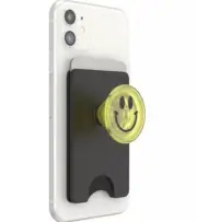 PopSockets PopWallet+ Phone Grip Stand Wallet Classic Black Smiley Face Swap Top