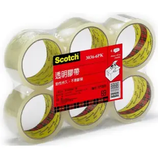 【特力屋】3M Scotch 透明封箱膠帶6入