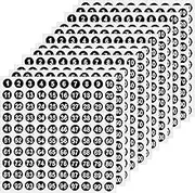 SAVITA 30 Sheets Round Number Stickers Decals 1-100, Self-Adhesive Vinyl Small Number Label Stickers for Marking Bottles Bins Boxes Home Kitchen Office School Supplies (White Number, Black Background)